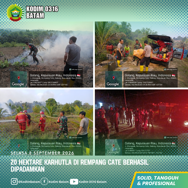 20 Hektare Karhutla di Rempang Cate Berhasil Dipadamkan