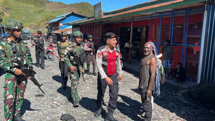 Jaga Kondusivitas Kota Mulia, TNI–Polri Puncak Jaya Gelar Patroli Gabungan Skala Besar