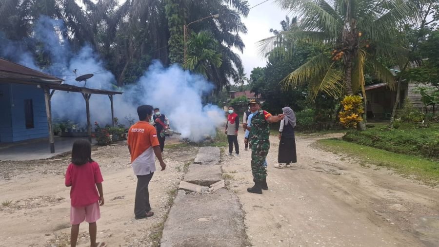 5 Warga Terjangkit DBD, Babinsa dan Puskesmas Lakukan Fogging