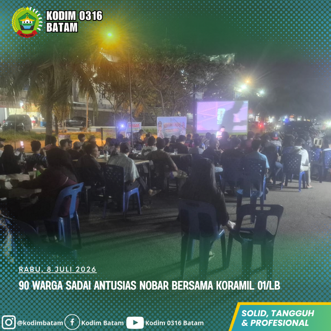 90 Warga Sadai Antusias Nobar Bersama Koramil 01/LB