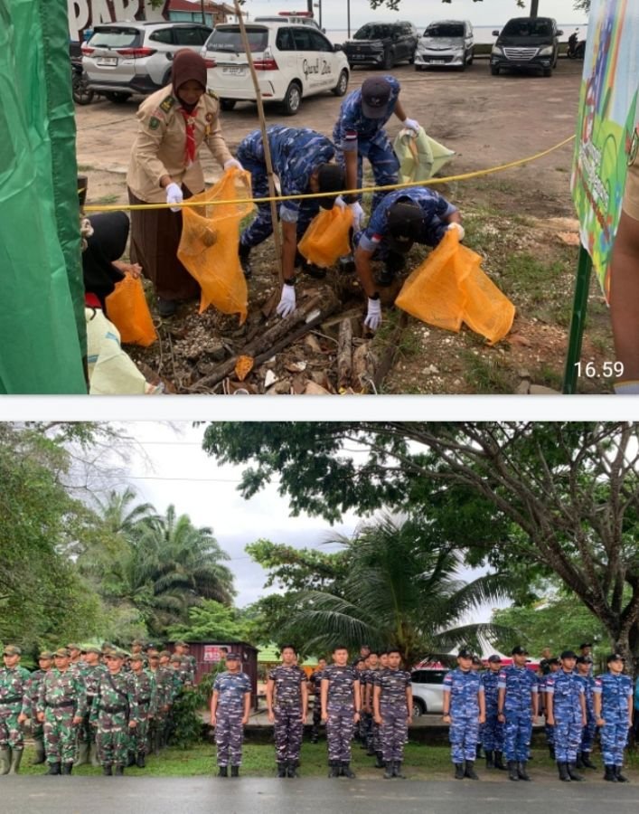 Aksi Bersih Pantai Basilam Dumai Diikuti Lanud Roesmin Nurjadin