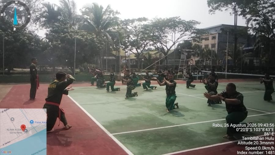 Anggota Koramil 03/Tempuling Ikuti Kenaikan Sabuk PSM di Makodim 0314/Inhil