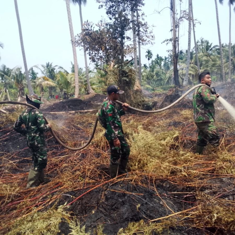 ANGGOTA PERSONEL BABINSA 05/GAS BERSAMA  DAN MPA PADAMKAN KARHUTLA DI KEC. GAUNG
