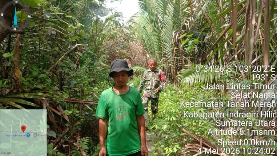 Antisipasi Karhutla, Babinsa Serka Mardia Gelar Patroli dan Sosialisasi di Tapal Batas Desa Selat Na