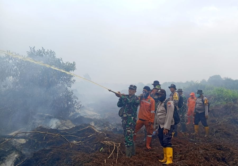 Api Padam, Personel Gabungan Fokus Lakukan Pendinginan Lahan Gambut di Bangko