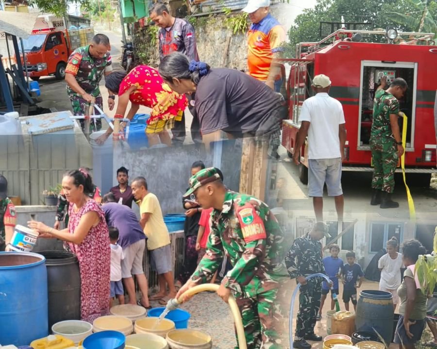 Atasi Krisis Air Akibat Kemarau, Korem 033/WP Distribusikan 45 Ton Air Bersih di 4 Kabupaten/Kota