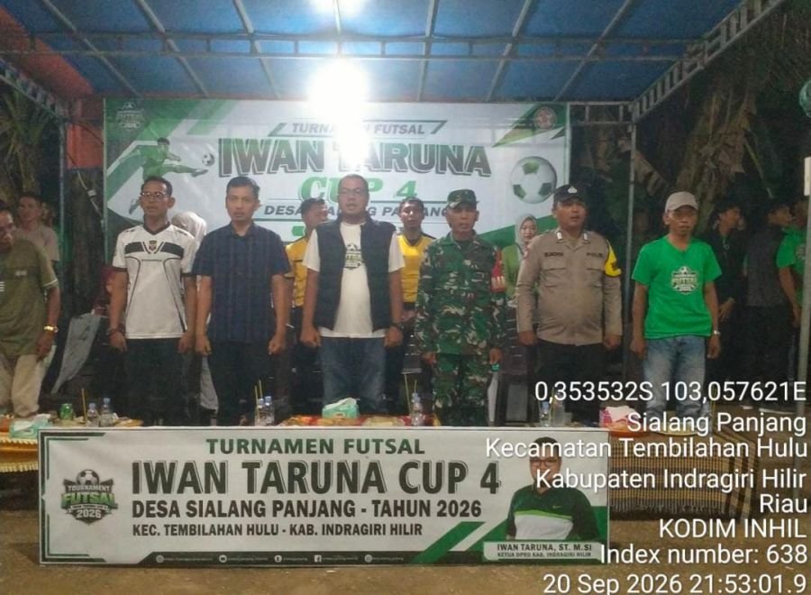 Babinsa 01/Tembilahan Serka Masri Hadiri Penutupan Turnamen Futsal Iwan Taruna Cup 4