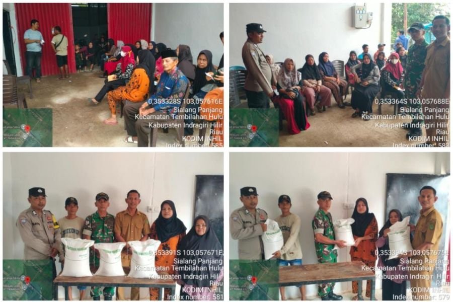 Babinsa 01/Tembilahan Serka Masri Kawal Penyaluran Beras untuk 350 KPM di Desa Sialang Panjang