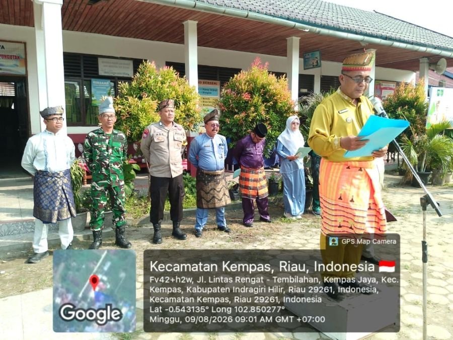 Babinsa 03/Tempuling Hadiri Apel HUT Riau ke-69 di Kempas Jaya