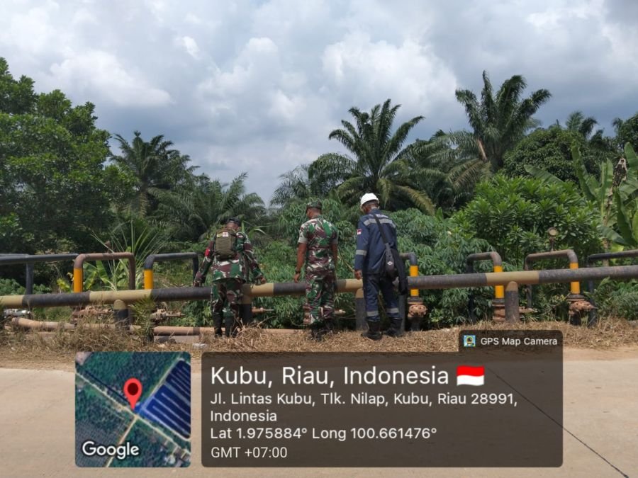 Babinsa 04 Kubu Sisir Jalur Pipa Migas PHR di Teluk Nilap