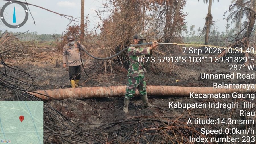 BABINSA 05/GAS TERJUN DALAM KEGIATAN PEMADAMAN KARHUTLA LAHAN GAMBUT  DI  KEC. GAUNG