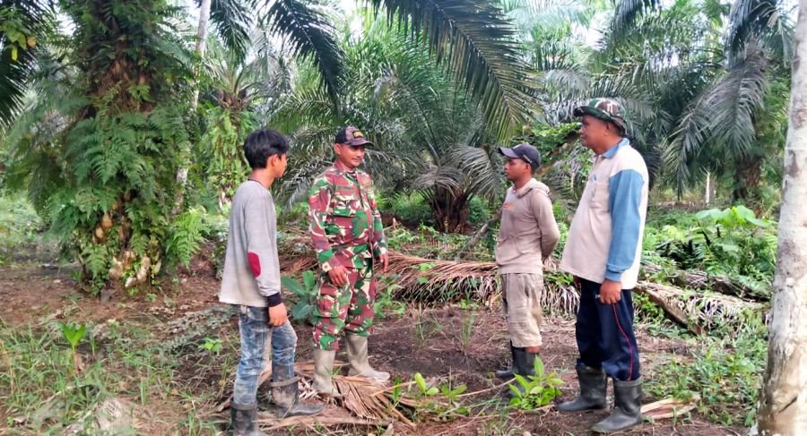 Babinsa 09/Kemuning Perkuat Ketahanan Wilayah Lewat Patroli Tapal Batas dan Sosialisasi Karhutla