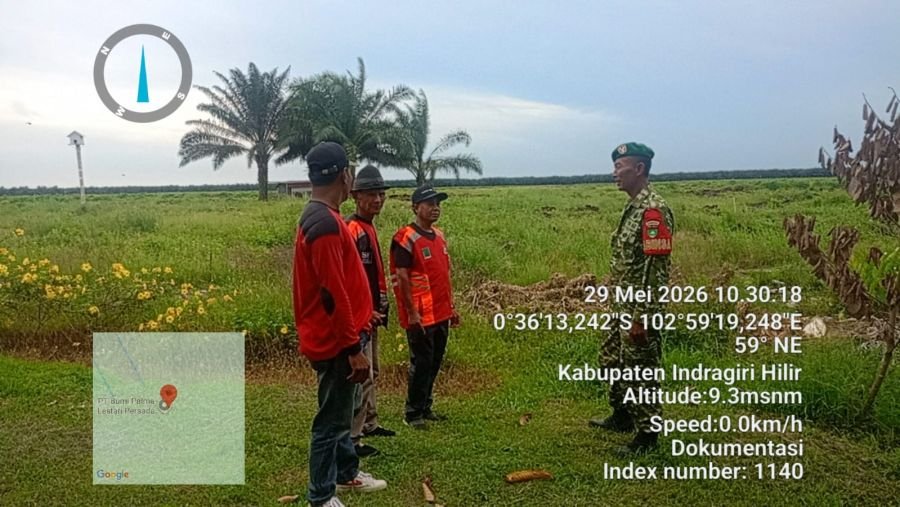 Babinsa Bagan Jaya Koramil 02/TM Patroli Tapal Batas Desa Suhada, Hasil Nihil Titik Api