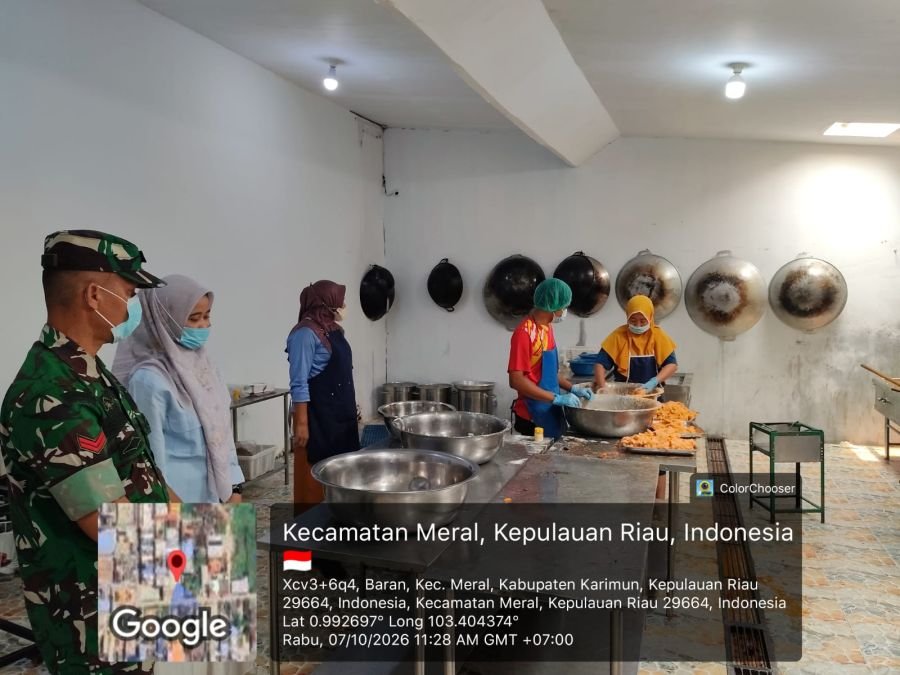 Babinsa Baran Barat Cek Dapur SPPG, Pastikan Makanan Pelajar Aman