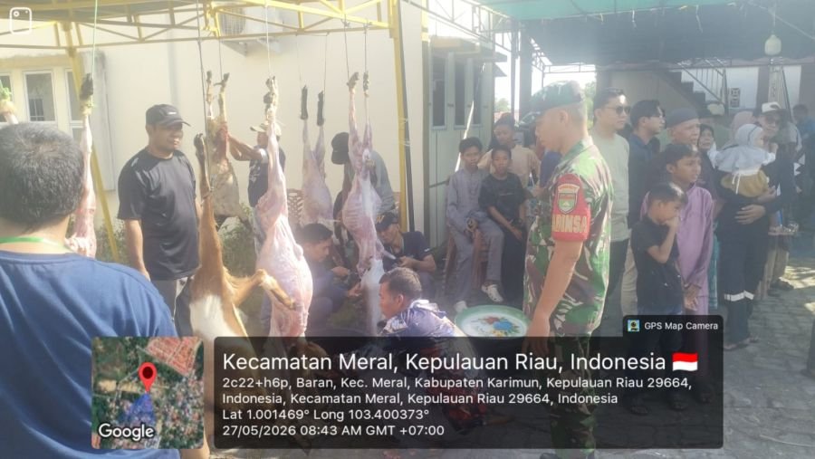 Babinsa Baran Barat Kawal Pemotongan 18 Hewan Kurban