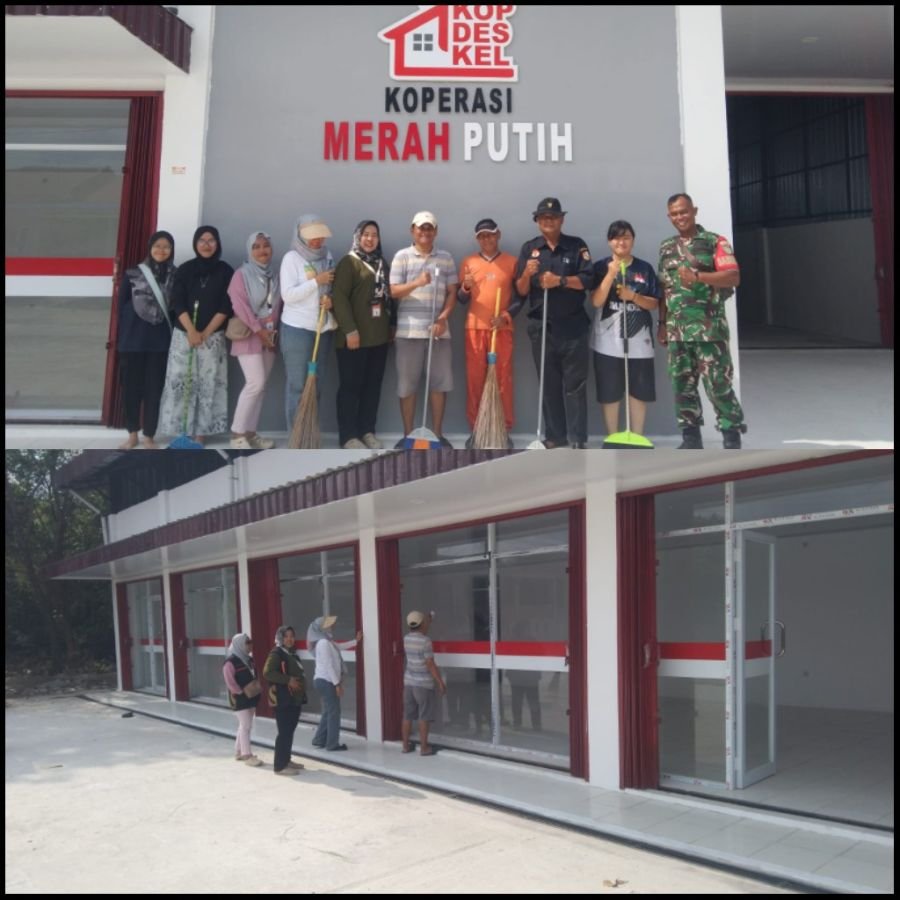 Babinsa Bersama Warga dan Mahasiswa Gotong Royong Bersihkan KDKMP Sri Meranti