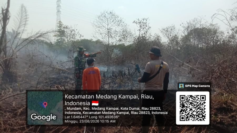 Babinsa, BPBD dan Bhabinkamtibmas Patroli Paska Karhutla, Dua Titik Asap Berhasil Ditekan