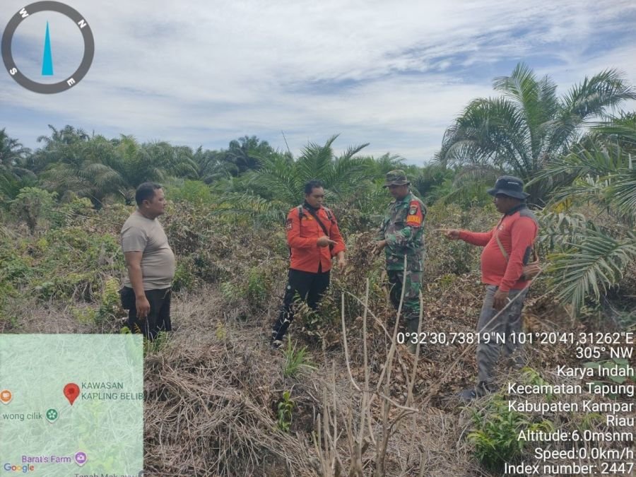 Babinsa dan Manggala Agni Patroli Karhutla di Wilayah Tapung, Warga Dihimbau Tak Membakar Lahan