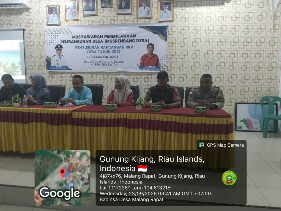 Babinsa Desa Malang Rapat Hadiri Musrenbang Penyusunan RKPDes Tahun 2027