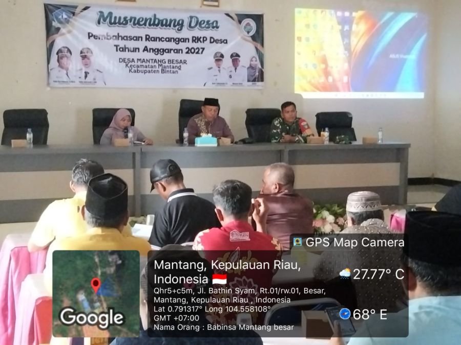 Babinsa Desa Mantang Besar Hadiri Musrenbang dan Musdes Penetapan RKP Desa Tahun 2027