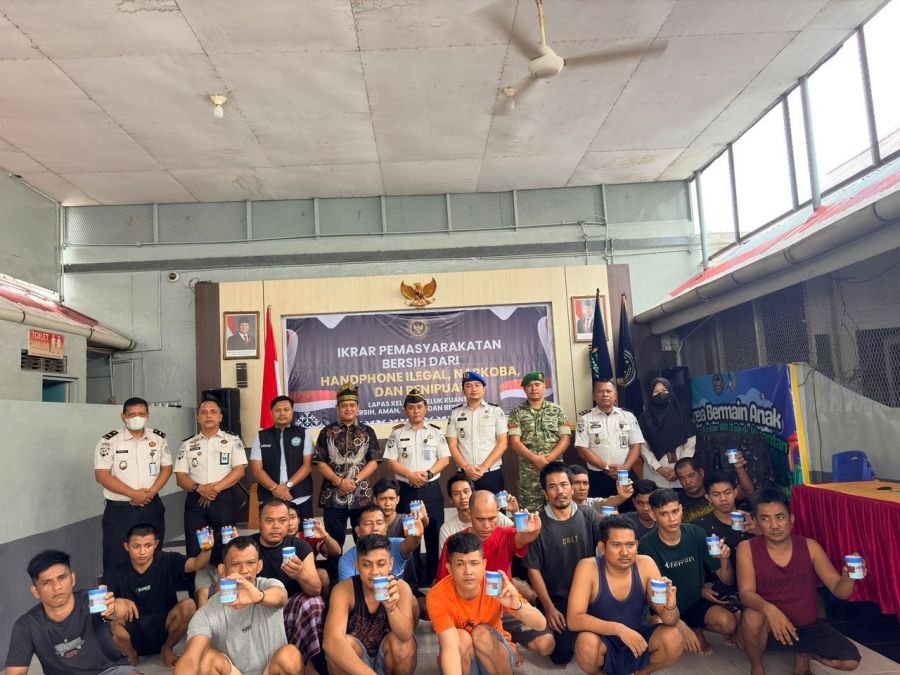 Babinsa Hadiri Ikrar Bersih Narkoba dan HP Ilegal di Lapas Kelas IIB Teluk Kuantan 