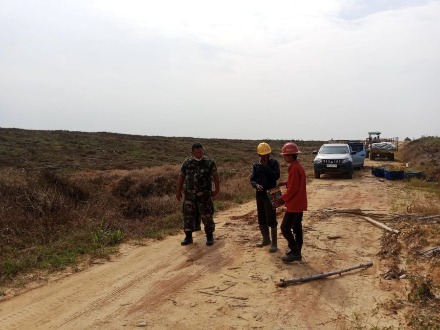 Babinsa Intensif Patroli Karhutla di Sungai Mandau, Titik Rawan Tetap Aman