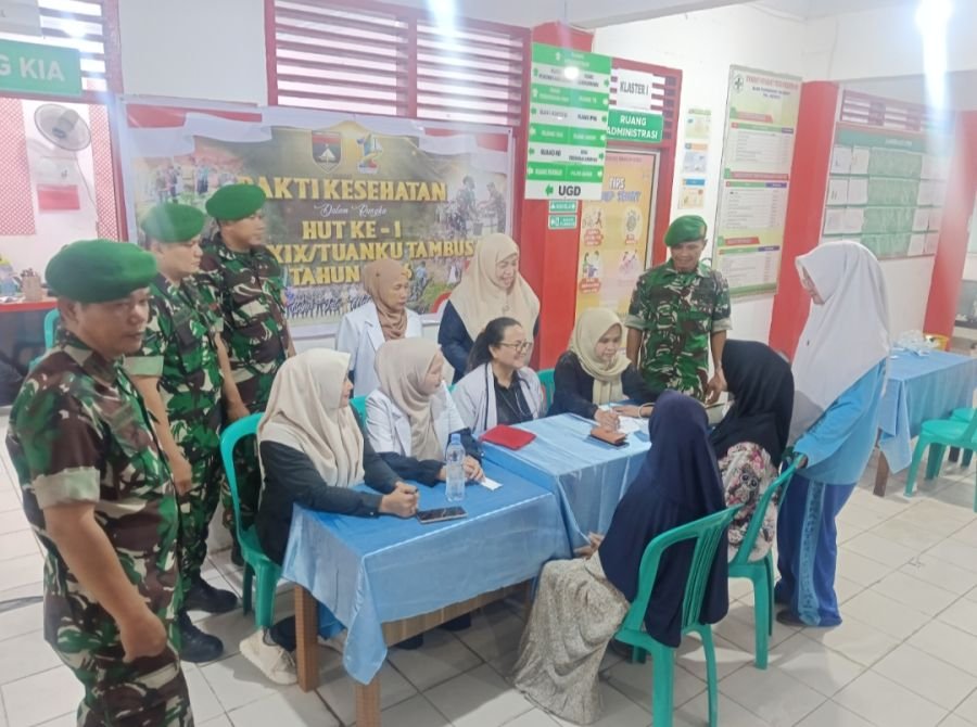 Babinsa Jajaran Pelalawan Ikuti Bhakti Kesehatan HUT ke-1 Kodam XIX Tahun 2026