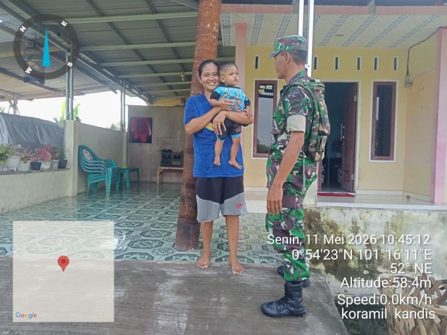 Babinsa Kandis Turun Langsung Cek Anak Stunting di Sungai Gondang