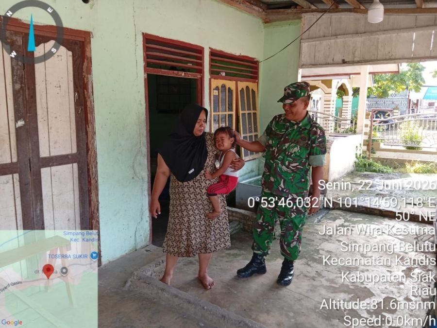 Babinsa Kandis Turun Langsung Cek Kondisi Anak Stunting