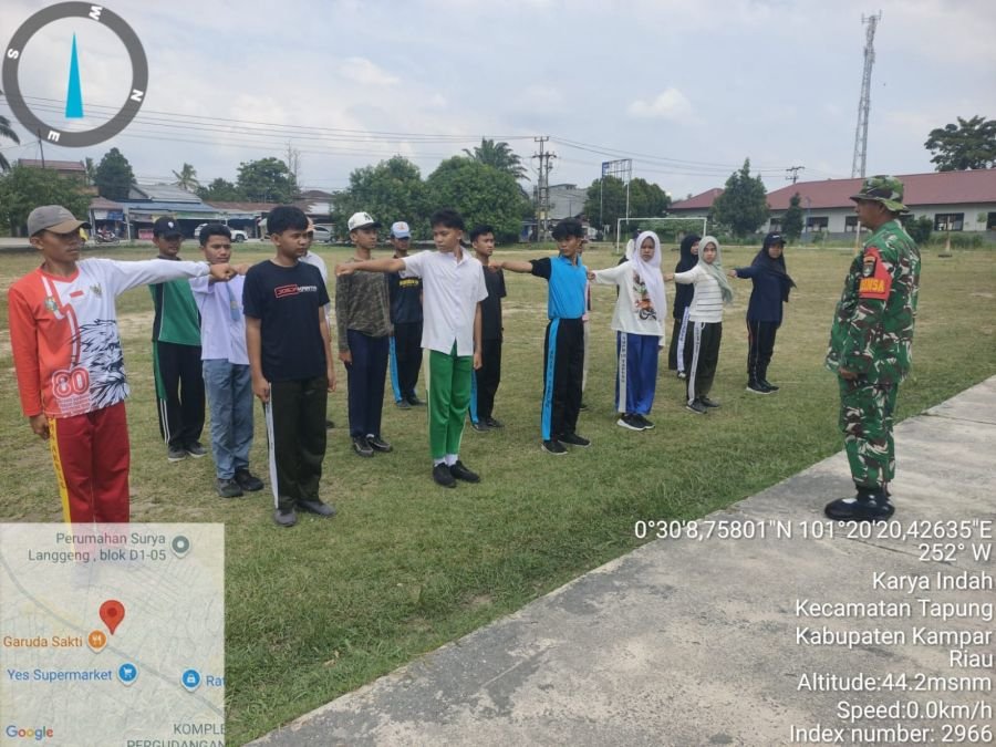 Babinsa Karya Indah Koramil 16/Tapung Intensifkan Latihan Paskibraka Sambut HUT Ke-81 RI