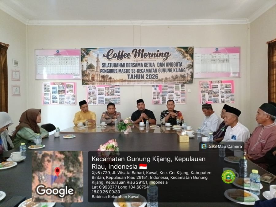 Babinsa Kel. Kawal Hadiri Coffee Morning Silaturahmi Bersama Pengurus Masjid Kecamatan Gunung Kijang