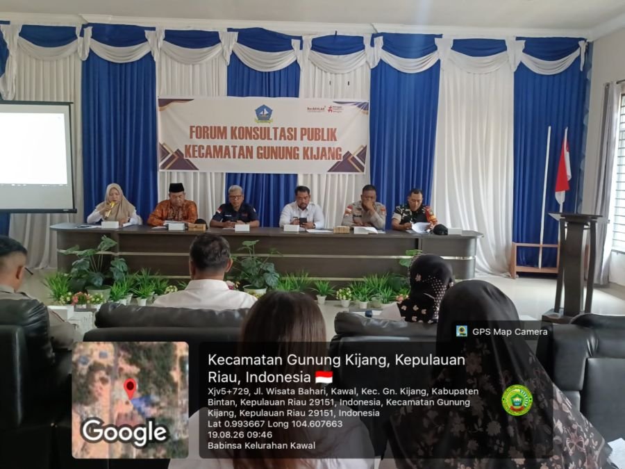 Babinsa Kelurahan Kawal Hadiri Forum Konsultasi Publik Tingkat Kecamatan Gunung Kijang Tahun 2026