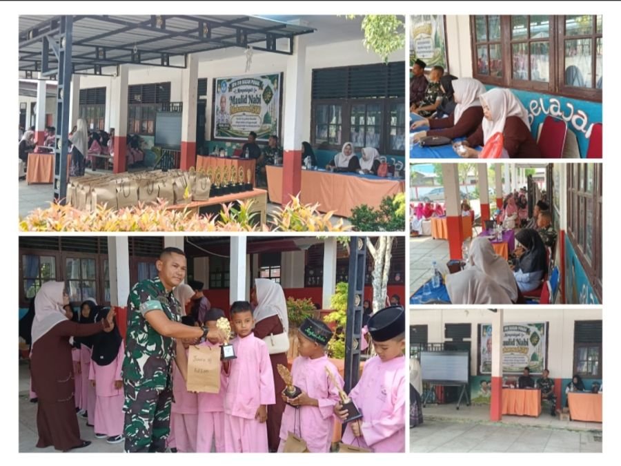 Babinsa Koramil 01/Bangko Hadiri Peringatan Maulid Nabi di SDN 10 Bagan Punak