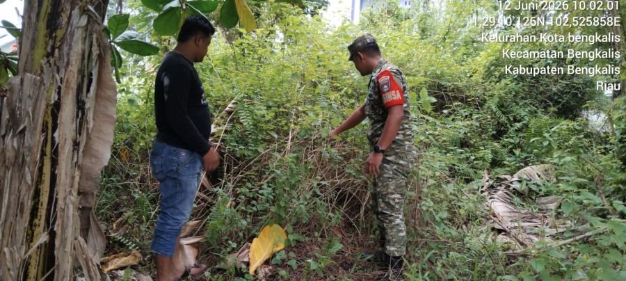 Babinsa Koramil 01/Bengkalis Gandeng MPB Desa Sebauk Patroli Karhutla