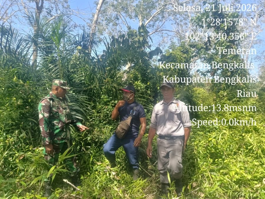 Babinsa Koramil 01/Bengkalis Gencarkan Patroli dan Sosialisasi Karhutla.