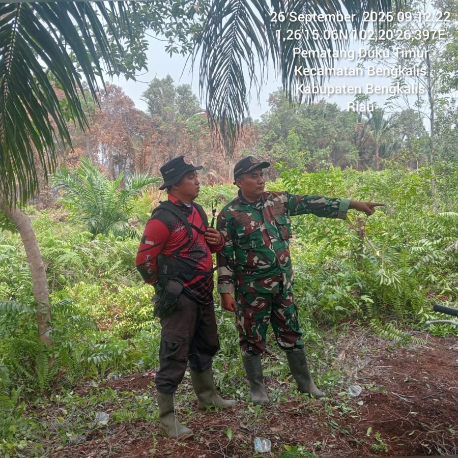 Babinsa Koramil 01/Bengkalis,serka heru bujono Laksanakan Patroli Karhutla