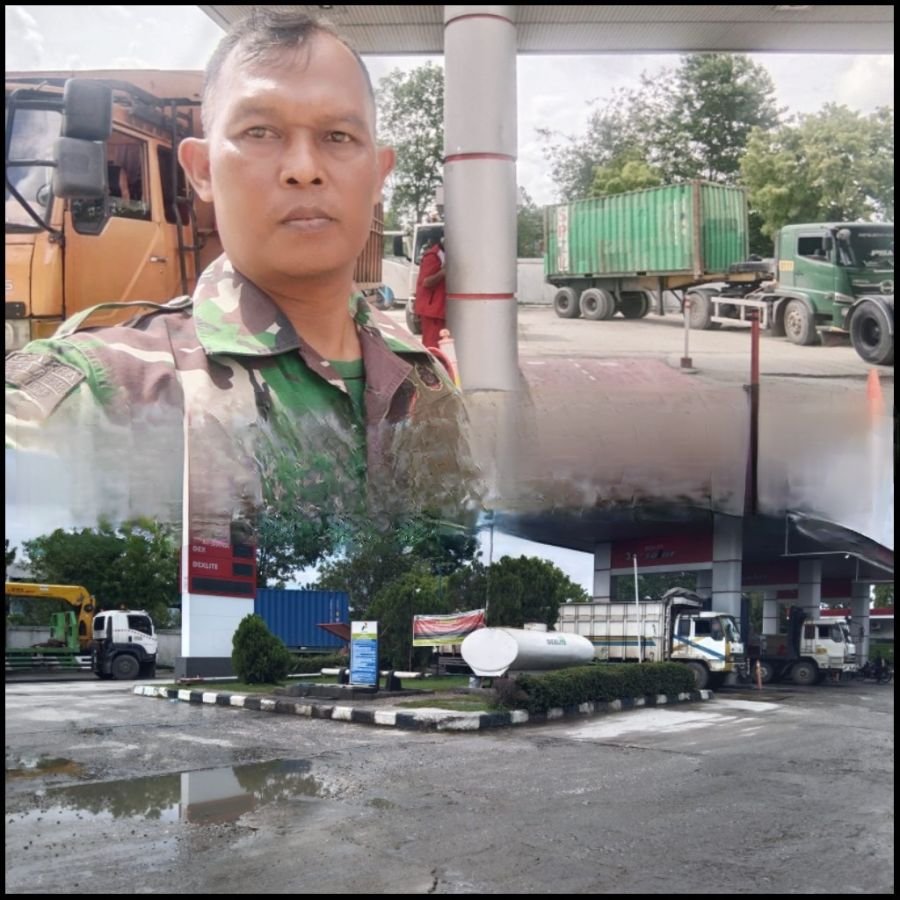 Babinsa Koramil 01/Rumbai Monitoring SPBU, Pastikan Distribusi BBM  Aman dan Lancar