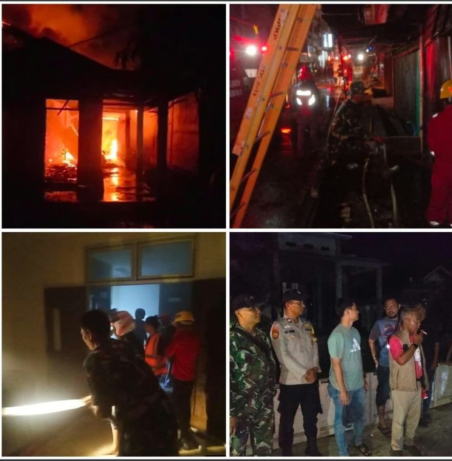 Babinsa Koramil 01/Tembilahan Sigap Bantu Padamkan Kebakaran Dua Rumah Warga