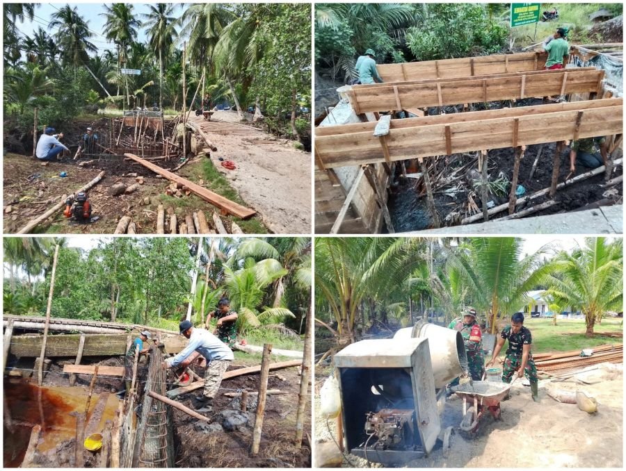 Babinsa Koramil 02 Tebing Tinggi dan Warga Tebun Kompak Bangun Jembatan Garuda, Progres Capai 21,5 %