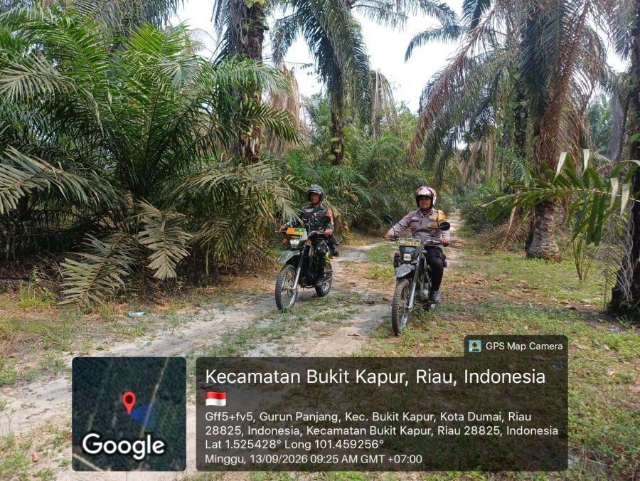Babinsa Koramil 02/Bukit Kapur Gencarkan Patroli dan Sosialisasi Cegah Karhutla