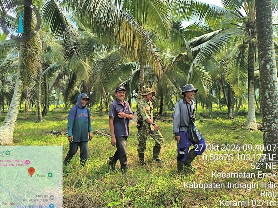 Babinsa Koramil 02/Tanah Merah Gelar Patroli Tapal Batas di Kecamatan Enok, Titik Api dan Asap Nihil