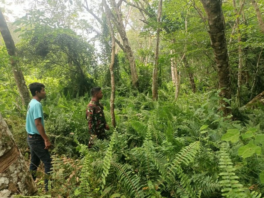Babinsa Koramil 02/Tebing Tinggi Bersama MPA Patroli Karhutla di Desa Lemang