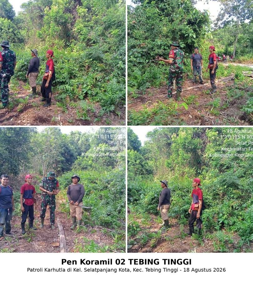 Babinsa Koramil 02/Tebing Tinggi Patroli Rutin di Selatpanjang Kota, Hasil Nihil Titik Api
