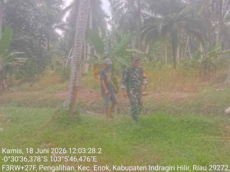 Babinsa Koramil 02/TM Patroli Desa Pengalihan, Situasi Aman Nihil Titik Api
