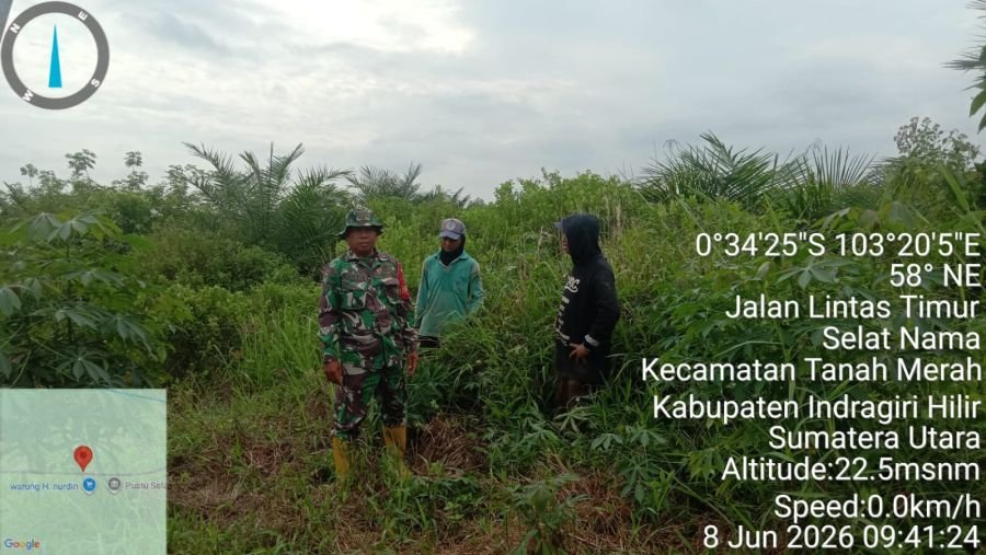 Babinsa Koramil 02/TM Patroli Tapal Batas di Desa Selat Nama, Situasi Aman Nihil Titik Api