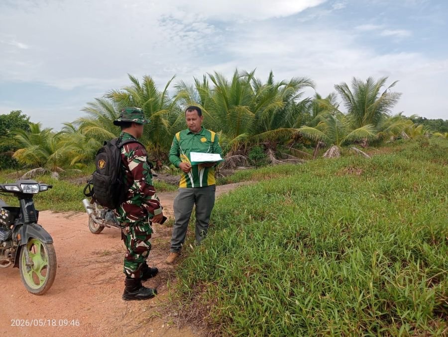 Babinsa Koramil 03/Kundur Laksanakan Pengecekan Lahan Pertanian di Desa Teluk Radang