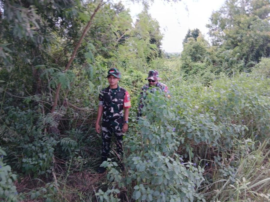 Babinsa Koramil 03/Mandau Lakukan Patroli Rutin Cegah Karhutla di Desa Petani