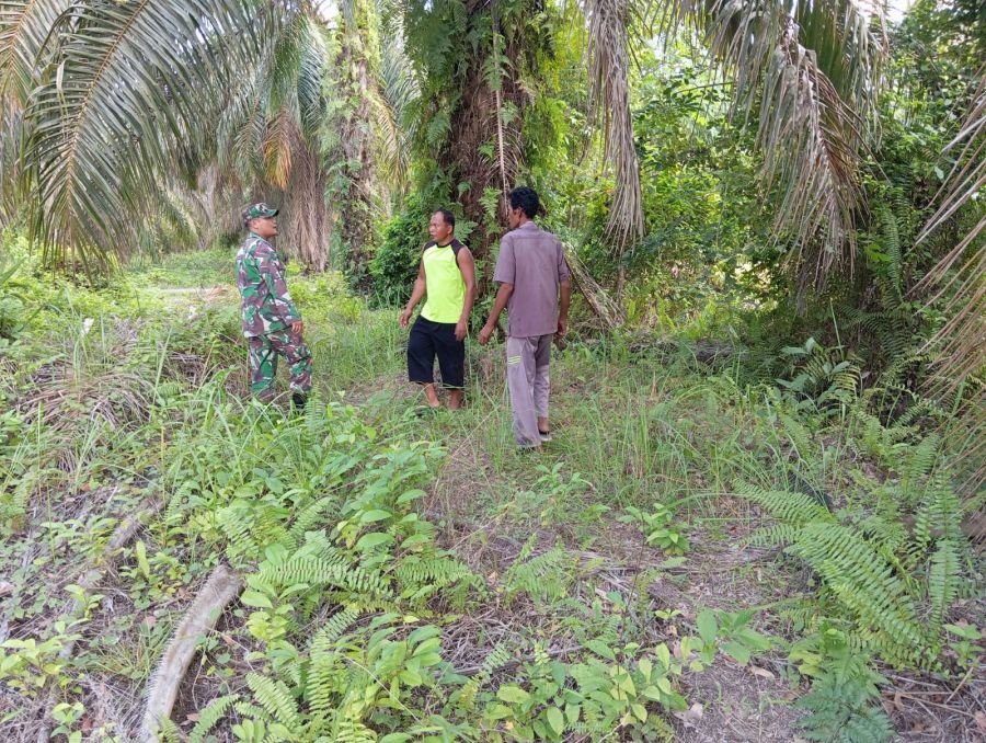 Babinsa Koramil 05/Bukit Batu dan Warga Patroli Karhutla di Desa Pangkalan Jambi