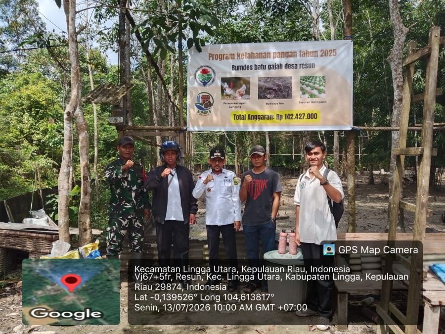 Babinsa Koramil 05/Daik Bersama Kades Resun Pantau Program Ketahanan Pangan BUMDes Batu Gajah