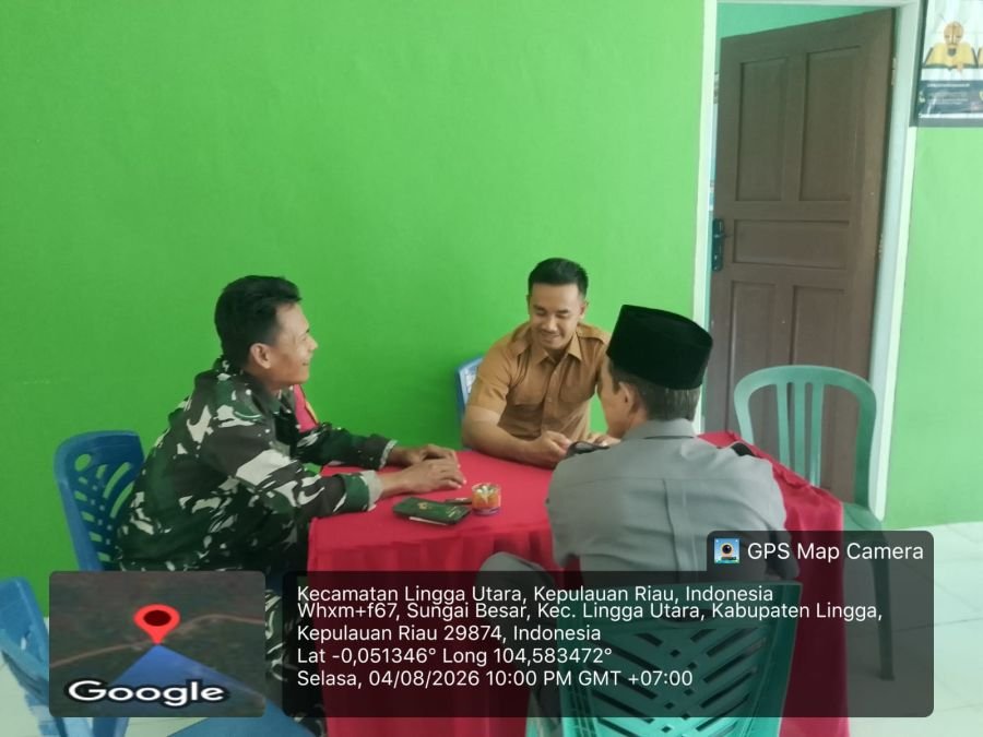 Babinsa Koramil 05/Daik Bersama Pemerintah Desa Sungai Besar Bahas Persiapan Lomba HUT ke-81 RI